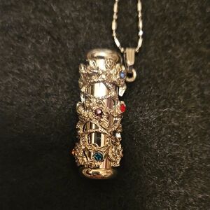 Kaleidoscope Silver Necklace with Multicolor Accents